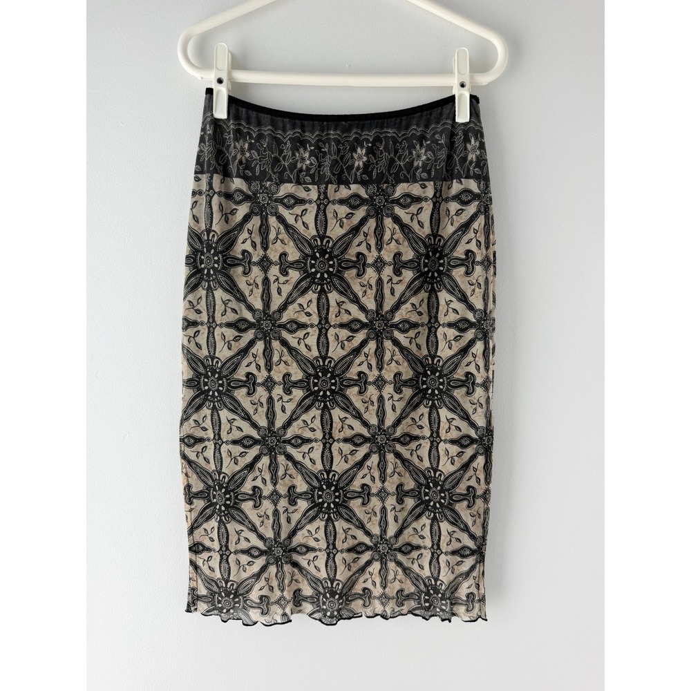 Vintage Y2K 2000s Mesh Midi Skirt Paisley Rampage Mob Wife Indie Whimsigoth M